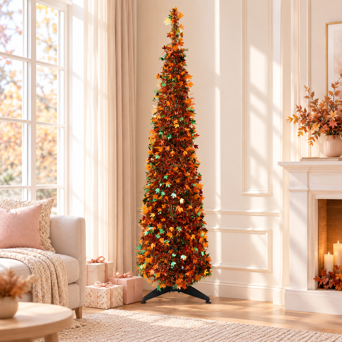 Jingle Jollys 160cm Pop Up Christmas Tree Artificial Christmas Tree Golden Maple Leaf