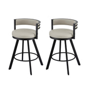 Artiss Bar Stools Set of 2 Swivel Kitchen Chair Metal Counter Beige Leather