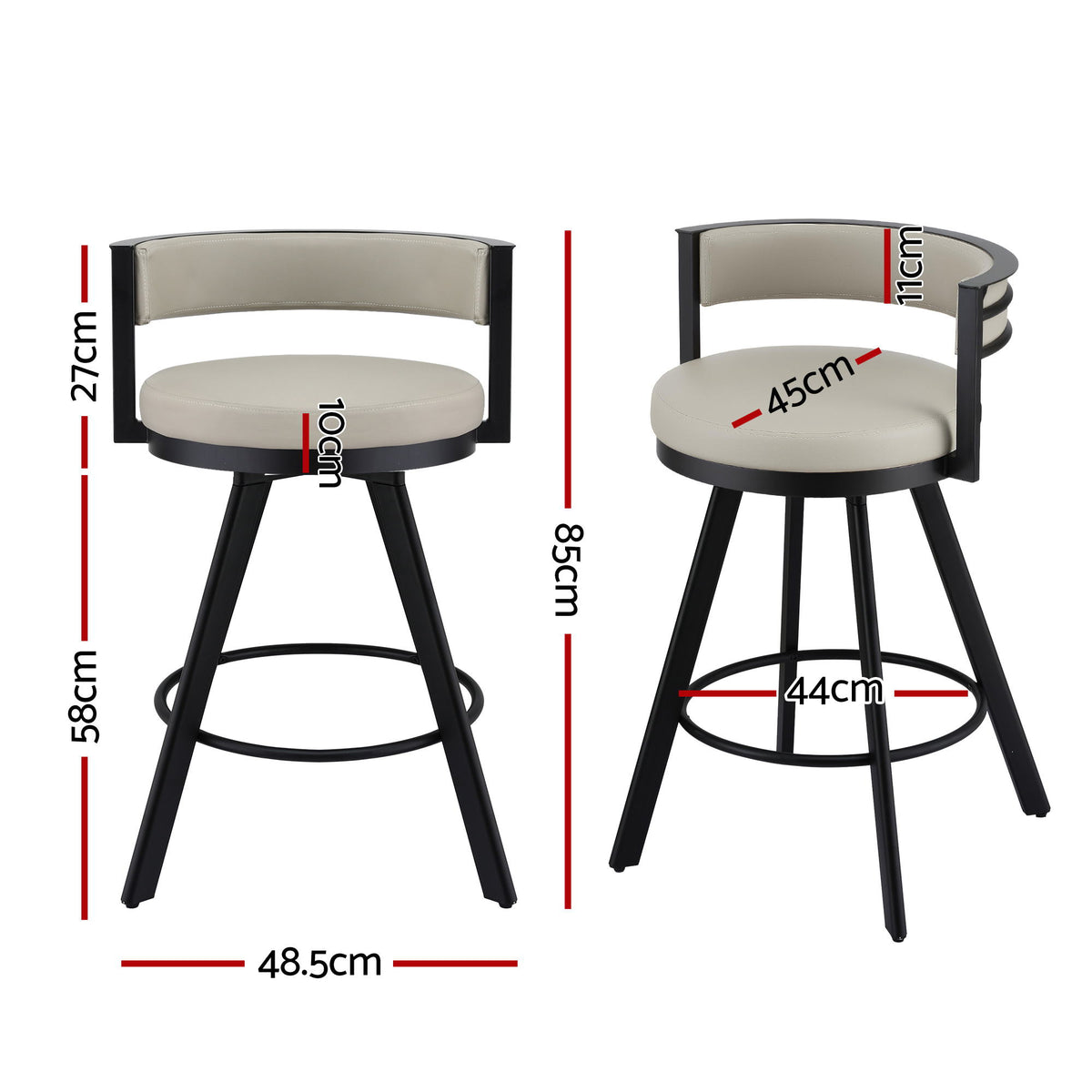 Artiss Bar Stools Set of 2 Swivel Kitchen Chair Metal Counter Beige Leather