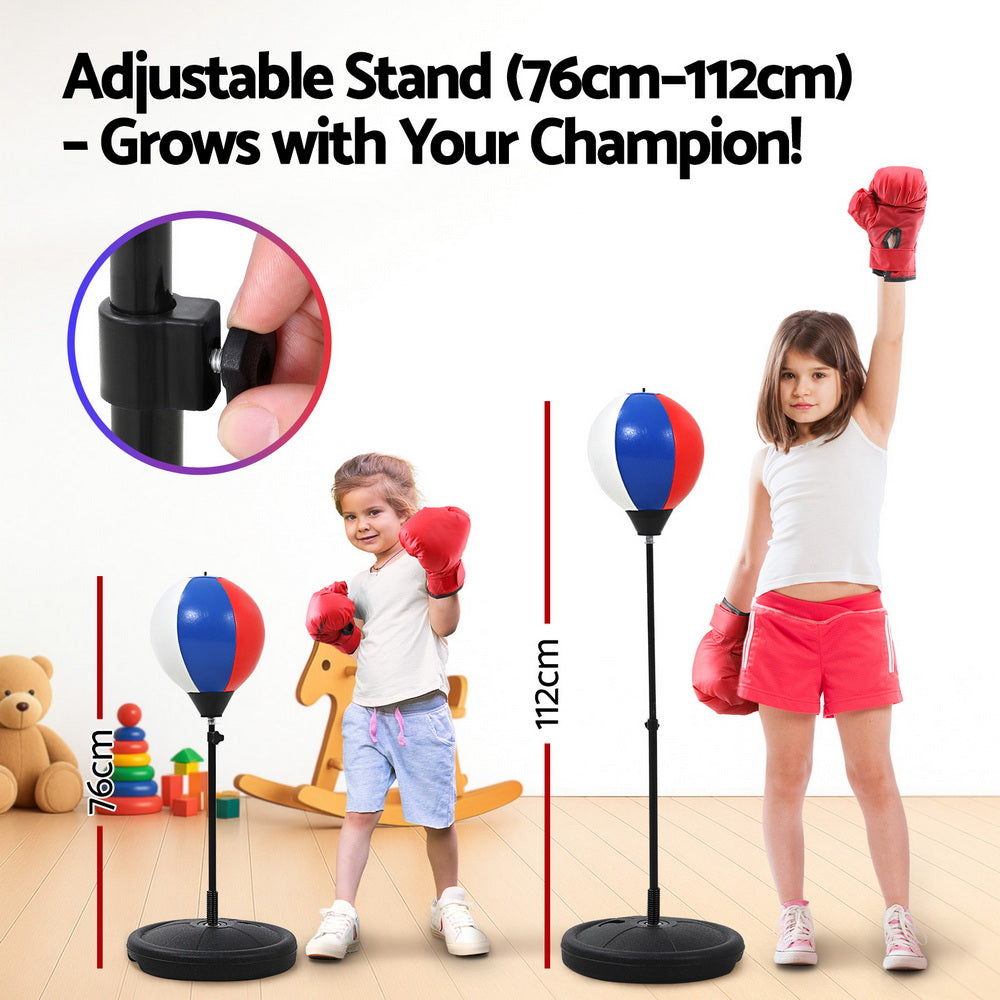 Everfit Kids Punching Bag Stand Set Adjustable 76-112cm with Gloves & Pump