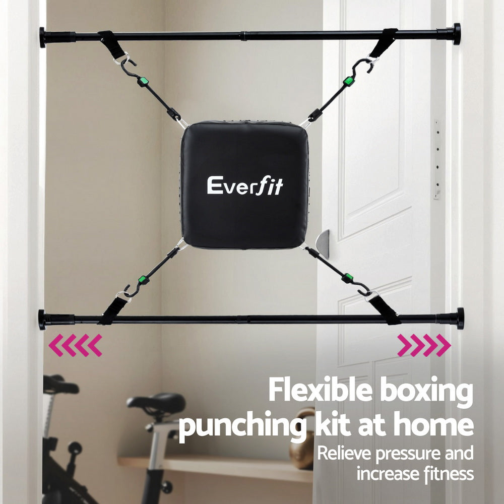 Everfit Doorway Punching Bag Adjustable Apartment Friendly with Boxing Gloves Black