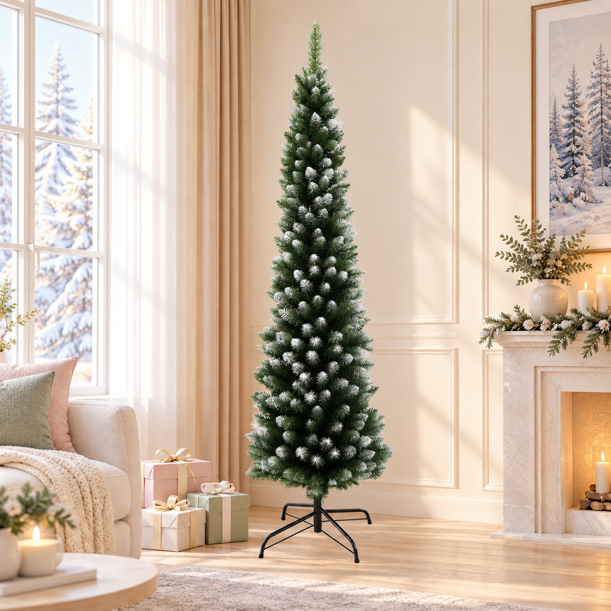 Jingle Jollys Christmas Tree 1.8m Xmas Tree Decorations Snowy 300 Tips