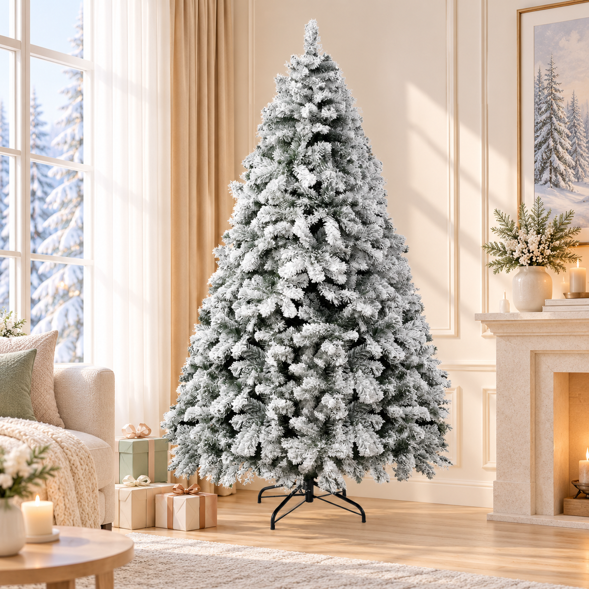Jingle Jollys Christmas Tree 1.8m Snow Flocked Xmas Tree Decorations 468 Tips