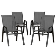 Gardeon 4PC Outdoor Dining Chairs Stackable Lounge Chair Patio Furniture Grey