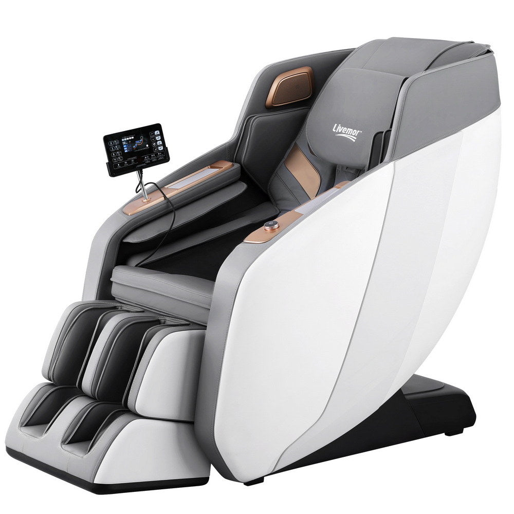 Livemor Massage Chair Electric Recliner Double Core Mechanism Massager ROWA White