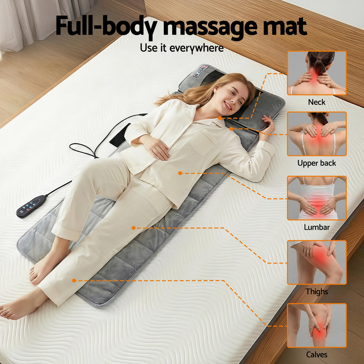 Livemor Massage Mat 10-nodes Vibration Heating Massage Cushion