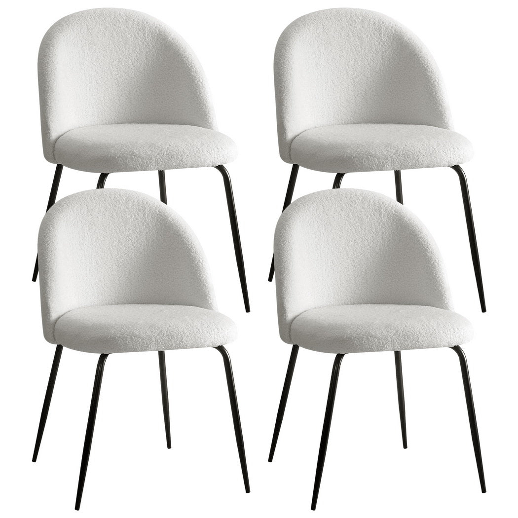 Artiss Dining Chairs Set of 4 Sherpa Boucle White