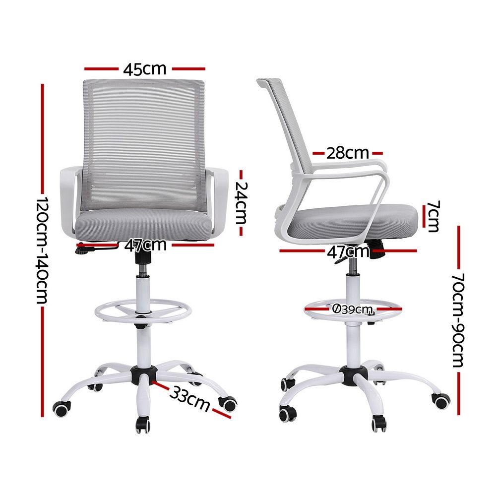 Artiss Office Chair Drafting Chairs Stool Computer Desk Studios Mesh White
