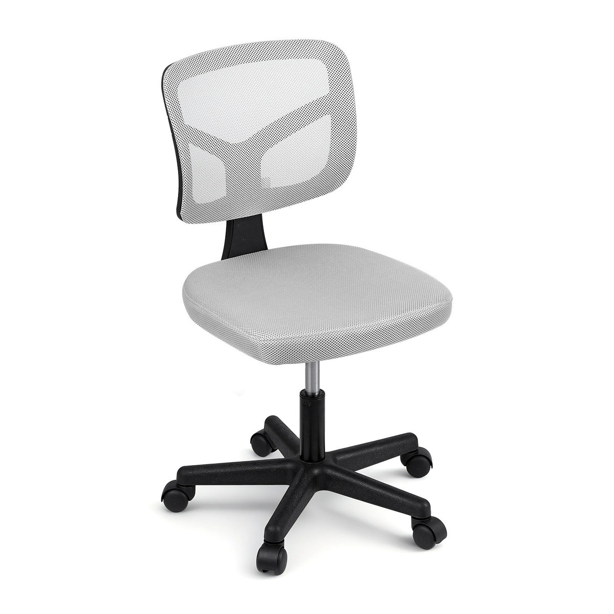 Artiss Armless Office Chair with Wheels, Ergonomic 360° Swivel Home Office Desk Chair, Height Adjustable Computer Task Chair with Fabric Back and Seat for Small Space, Grey