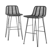 Gardeon 2x Outdoor Bar Stools Rattan Black