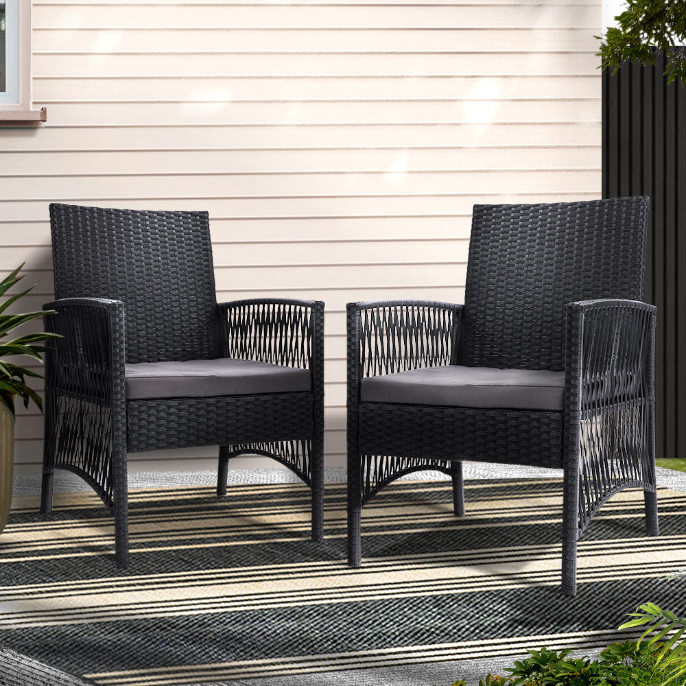 Gardeon 2PC Outdoor Dining Chairs Patio Furniture Wicker Lounge Chair Garden