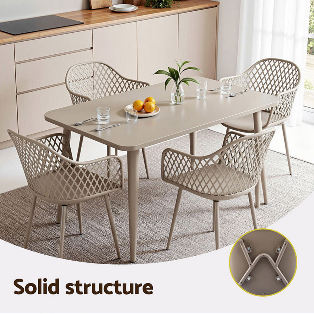 Gardeon 4PC Outdoor Dining Chairs PP Lounge Chair Patio Furniture Garden Coffee