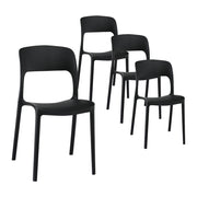 Gardeon 4PC Outdoor Dining Chairs Stackable PP Patio Chair Garden Furniture Black