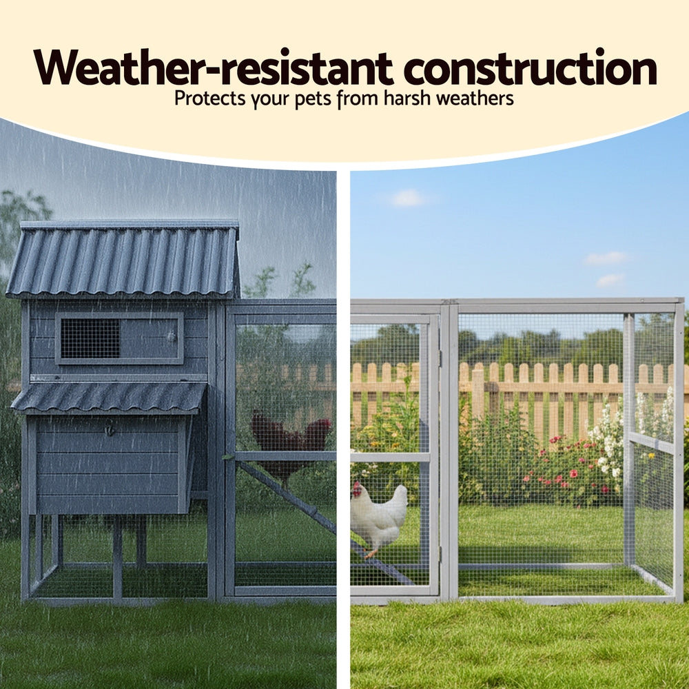 i.Pet Chicken Coop Rabbit Hutch Extra Large Wooden Run Bunny Cage Poultry House Outdoor