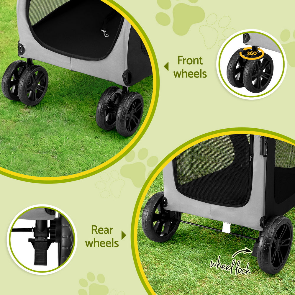 i.Pet Pet Stroller Dog Pram Large Carrier Cat Travel Foldable Strollers 4 Wheels Trolley