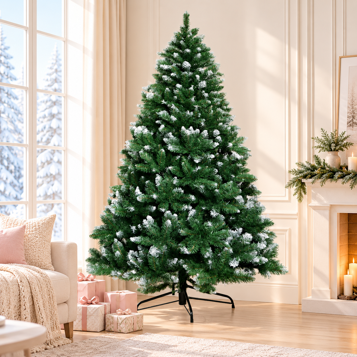 Jingle Jollys Christmas Tree 2.4m Snowy Xmas Tree Decoration 1225 Tips