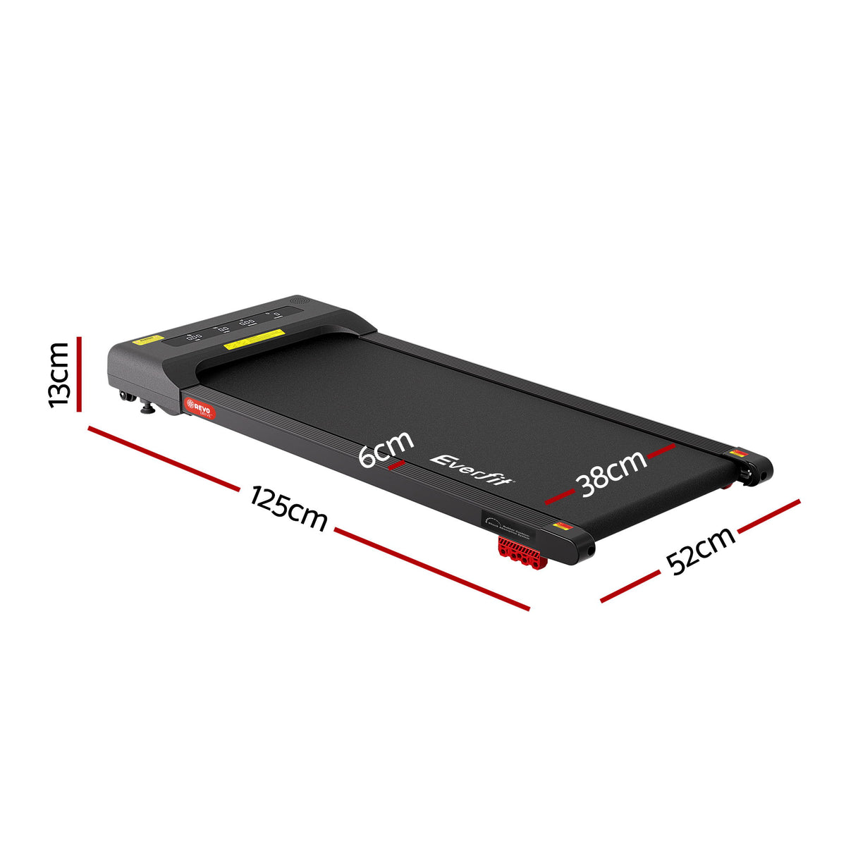 Everfit Treadmill Electric Walking Pad Incline Under Desk Home Gym 380mm Black