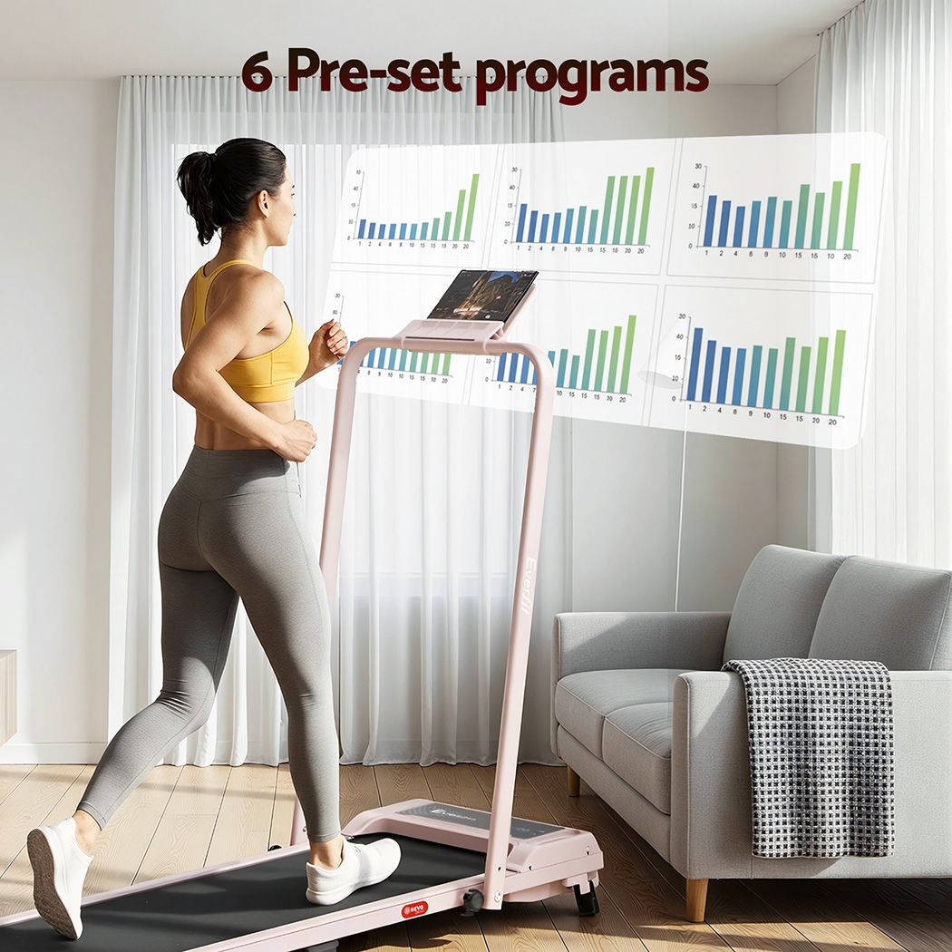 Everfit 3 in 1 Walking Pad Treadmill 12% Incline Foldable Under Desk Treadmills for Home Gym With 40cm Wide Belt Pink