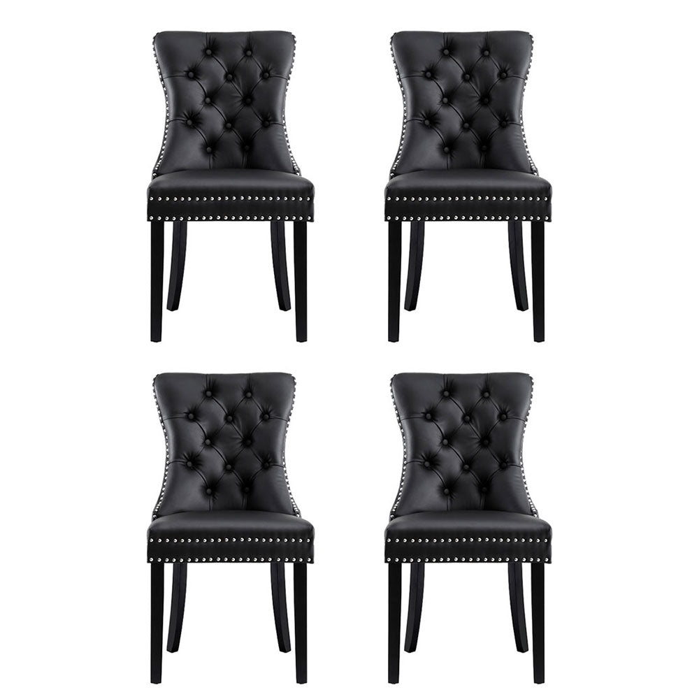 1 Set of 4 Artiss Dining Chairs Black Leather