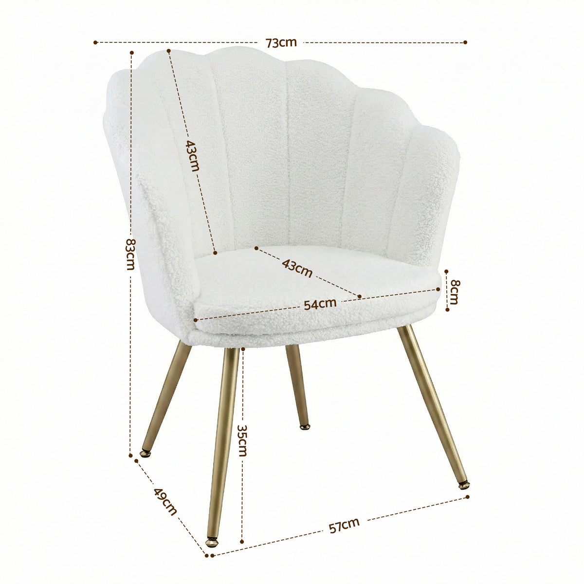 Artiss Armchair Teddy Fleece White Callista