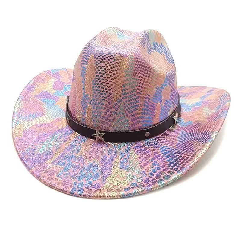 iridescent cowboy hat, party hat, autumn winter hat, unisex wide brim hat, Halloween costume hat, western themed hat, iridescent accessories, mens womens costume hat - 1 - Size M