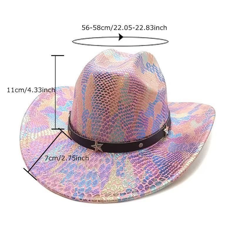 iridescent cowboy hat, party hat, autumn winter hat, unisex wide brim hat, Halloween costume hat, western themed hat, iridescent accessories, mens womens costume hat - 10 - Size M