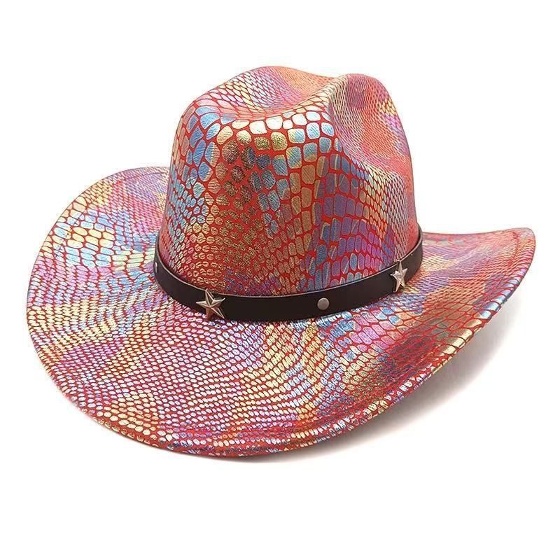 iridescent cowboy hat, party hat, autumn winter hat, unisex wide brim hat, Halloween costume hat, western themed hat, iridescent accessories, mens womens costume hat - 3 - Size M