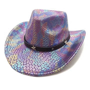 iridescent cowboy hat, party hat, autumn winter hat, unisex wide brim hat, Halloween costume hat, western themed hat, iridescent accessories, mens womens costume hat - 6 - Size M