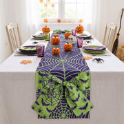 Halloween Table Runner 72 in with Big Bows Spillproof Pumpkin Ghost Spill-proof/Water-resistant,3D Statement Bow-Knot,Premium Heavyweight Fabric,Spillproof Coating & Outdoor Ready - Multi - Size B