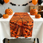 Halloween Table Runner 72 in with Big Bows Spillproof Pumpkin Ghost Spill-proof/Water-resistant,3D Statement Bow-Knot,Premium Heavyweight Fabric,Spillproof Coating & Outdoor Ready - Multi - Size E