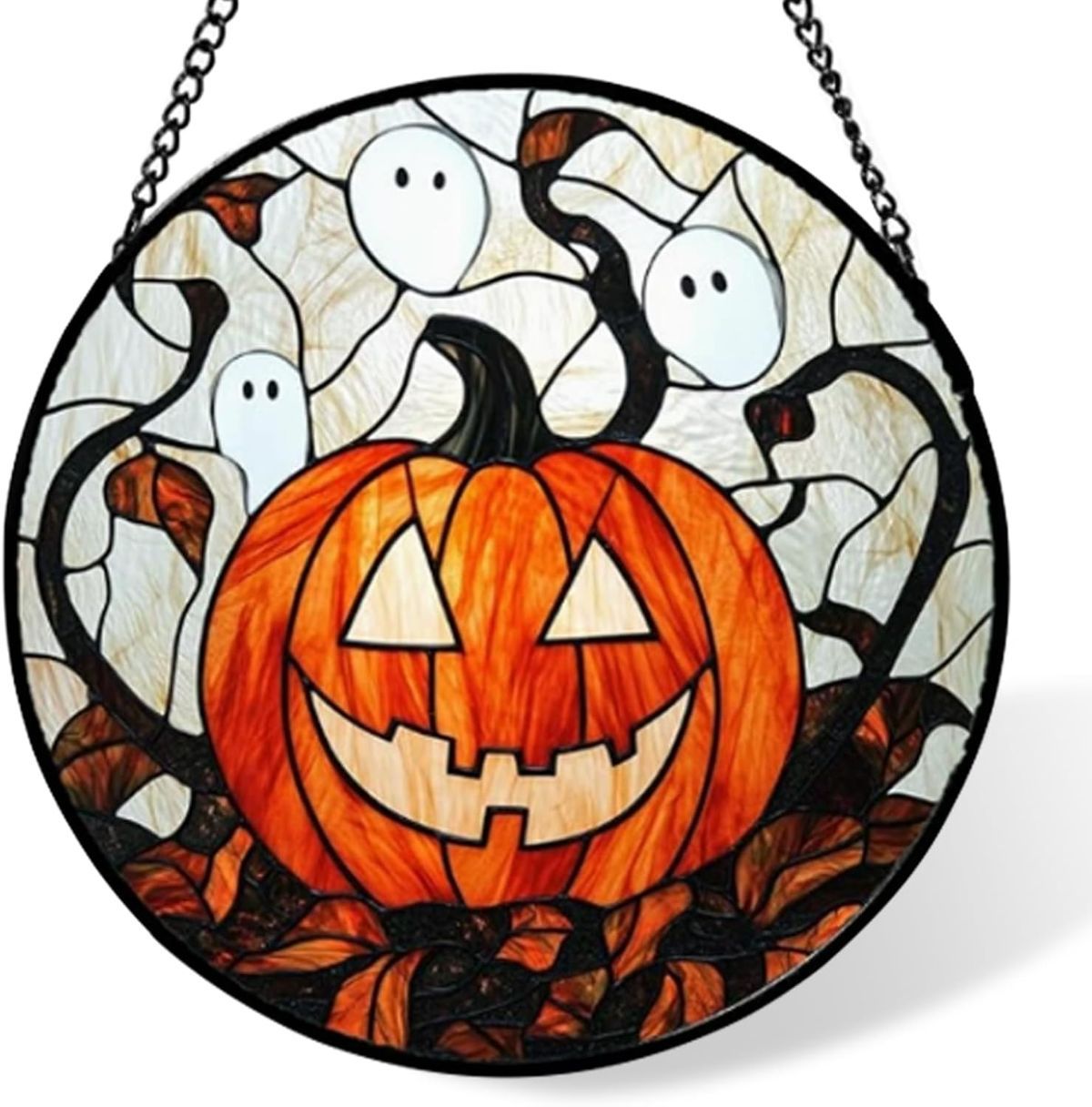 Stained Glass Window Hanging-Halloween Decorations Pumpkin Suncatcher, Fordoorsgar Denindoor Spooky Funny Sun Catchers Gothic Decor Horror Womenmen Friend - A - Size 15cm*15cm