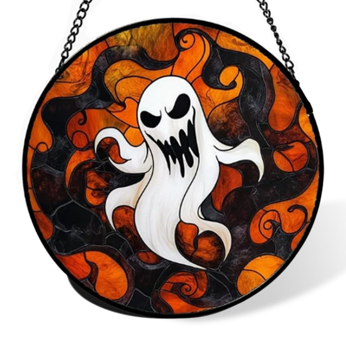 Stained Glass Window Hanging-Halloween Decorations Pumpkin Suncatcher, Fordoorsgar Denindoor Spooky Funny Sun Catchers Gothic Decor Horror Womenmen Friend - C - Size 15cm*15cm