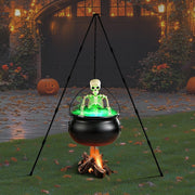 Halloween Outdoor Decorations Witch Cauldron Tripod Stand Fog Machine With - Black - Size 78cm