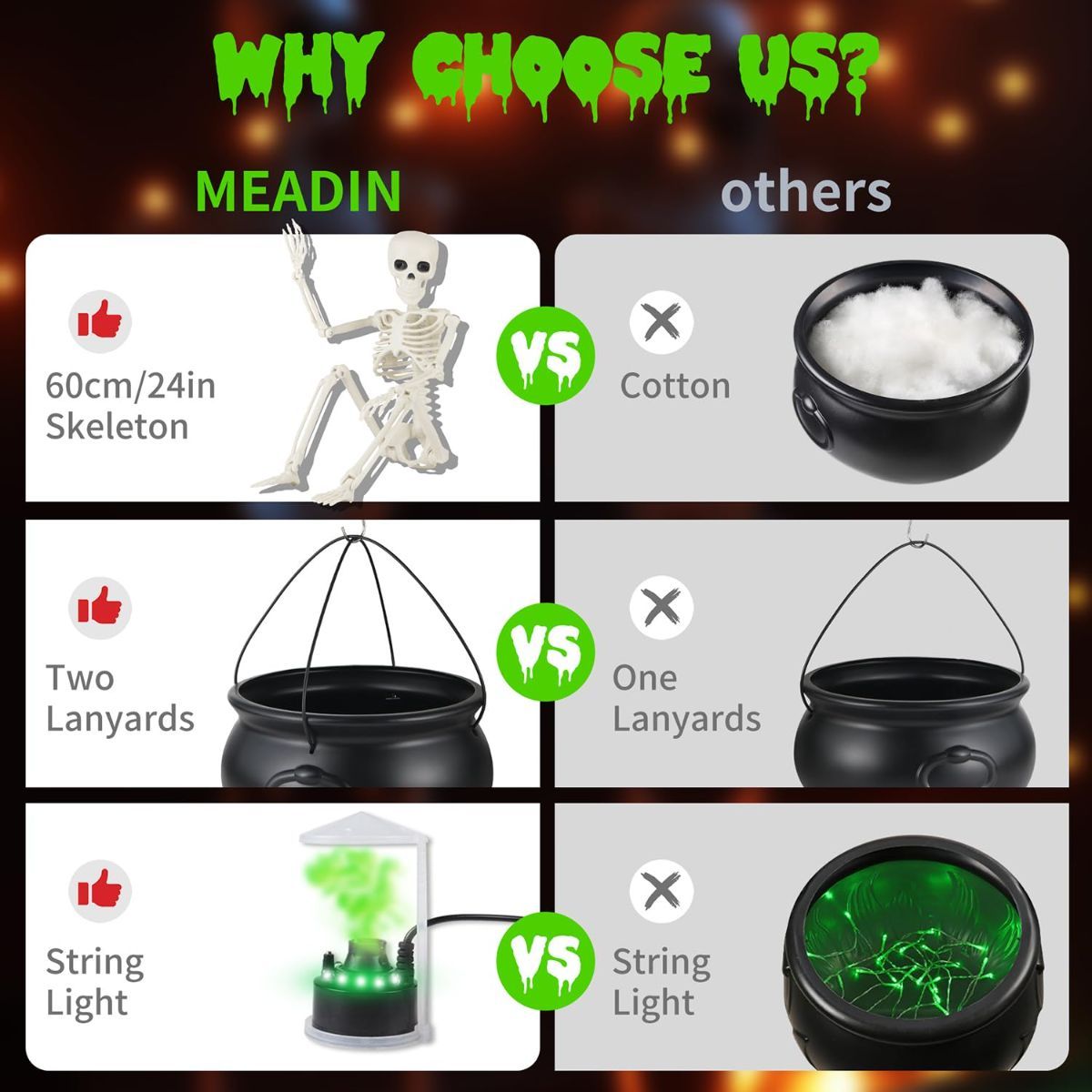 Halloween Outdoor Decorations Witch Cauldron Tripod Stand Fog Machine With - Black - Size 78cm