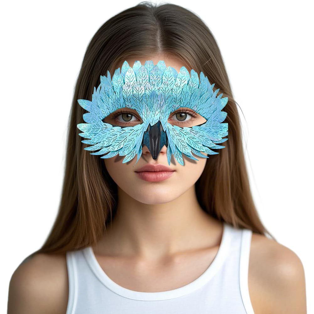 Owl Beak Face Mask Halfface Bird Face Cover for Masquerade Ball Party Halloween Mardi Gras Costumes Fancy Dress - Blue