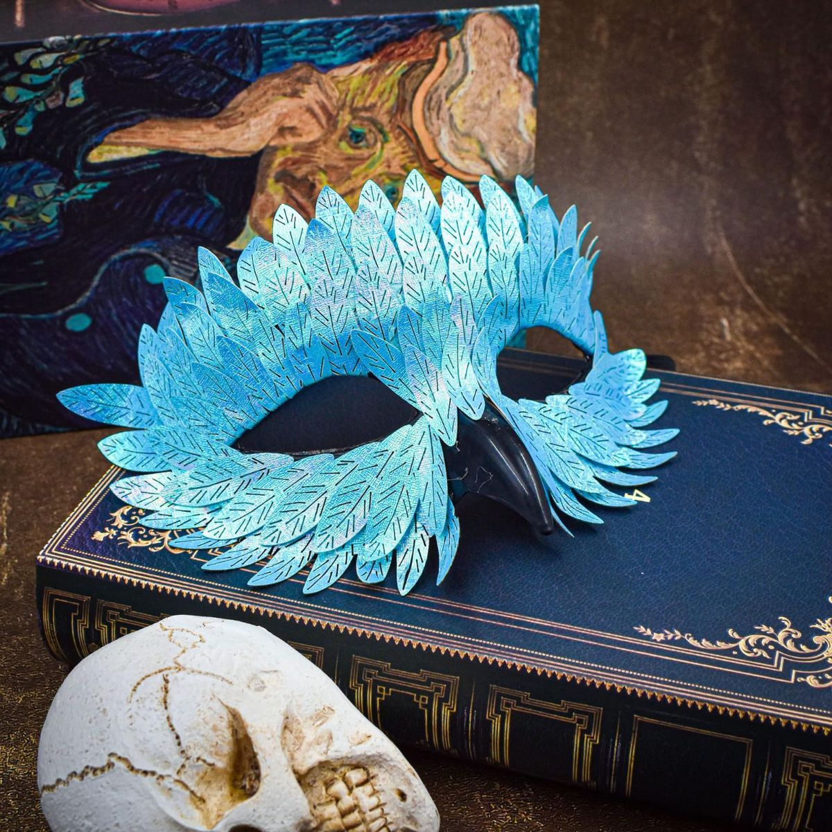 Owl Beak Face Mask Halfface Bird Face Cover for Masquerade Ball Party Halloween Mardi Gras Costumes Fancy Dress - Blue