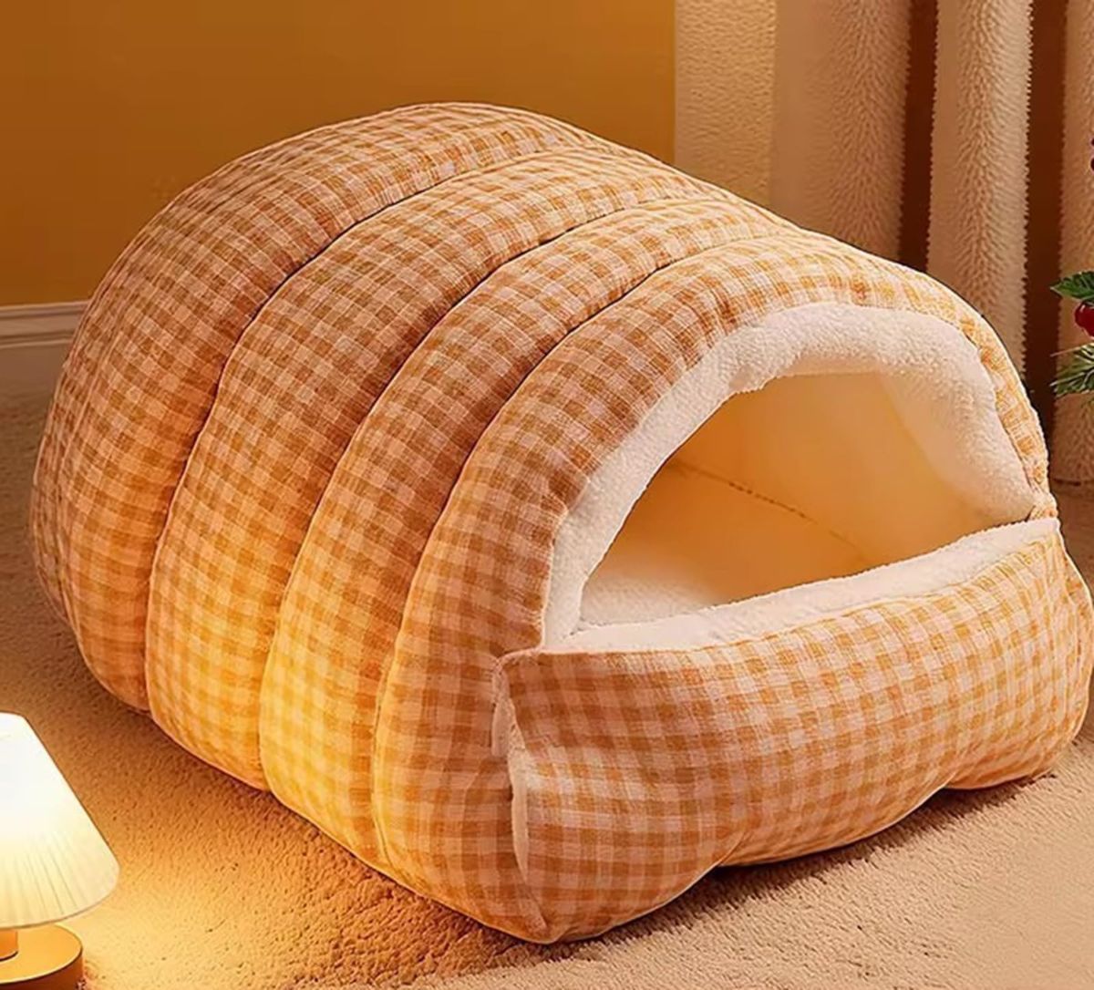 Large Cat Beds for Indoor Closed/Open Cats Pet Bed Switchable Large Cat Cave for Pet Cat House Safe Cat Small Dog Bed Selfwarming Cat Dog Shelter for Winter - Green