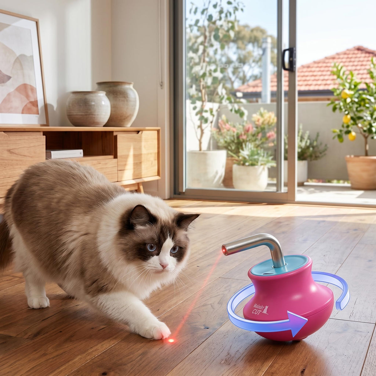 Automatic Interactive Cat Laser Toy for Indoor Cats' Playtime and Entertainment (Red)