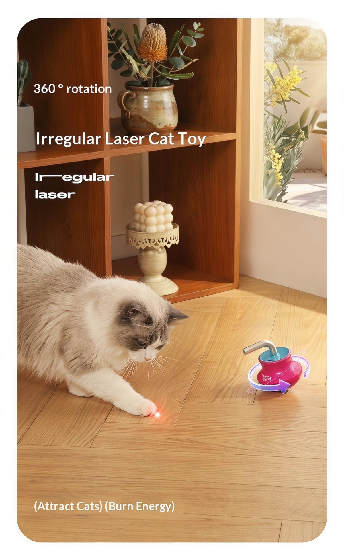 Automatic Interactive Cat Laser Toy for Indoor Cats' Playtime and Entertainment (Red)