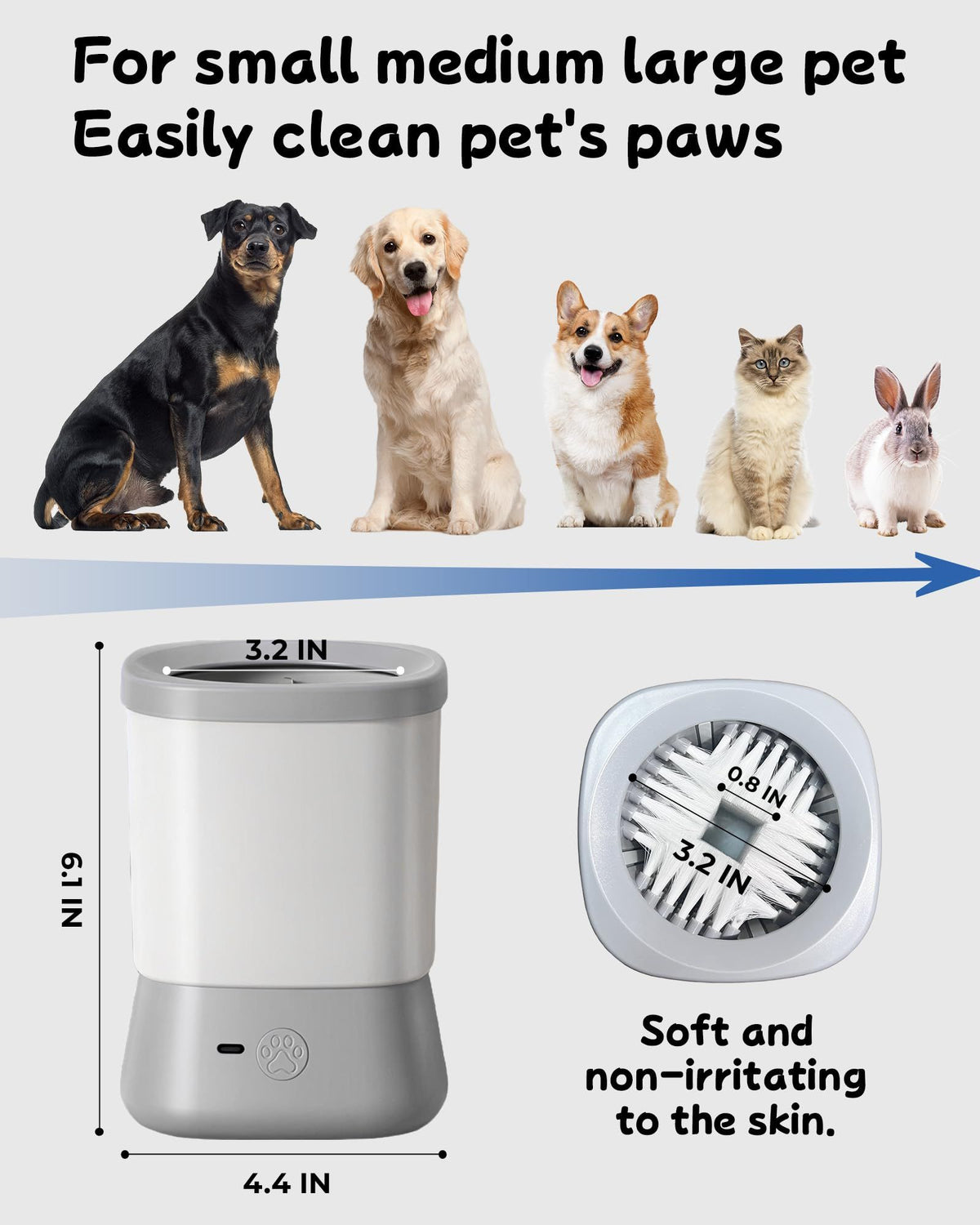 Electric Dog Paw Cleaner for Dogs，2 Speeds Automatic Dog Foot Paw Washer for Medium Large Cat Dog Pet(gray)