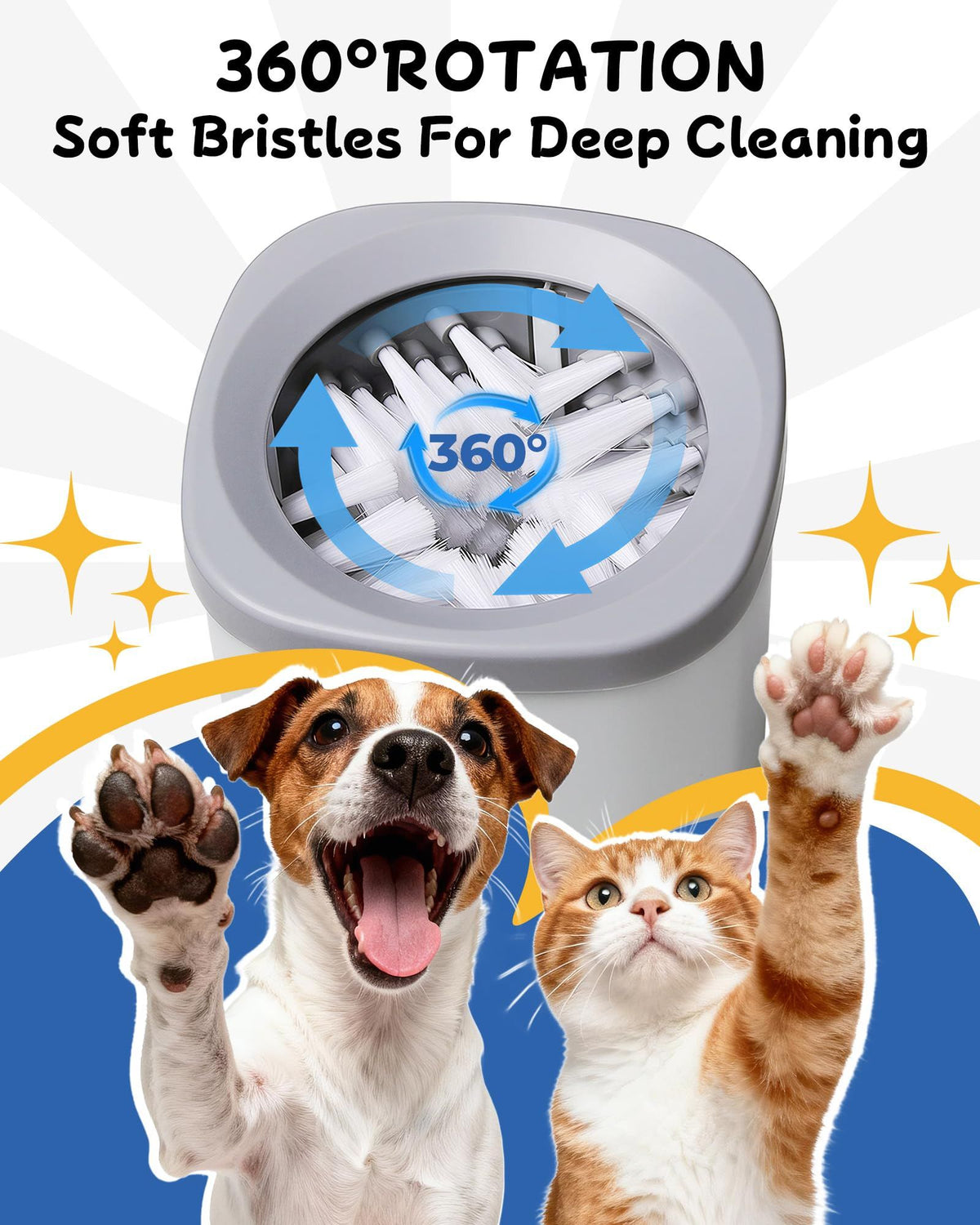 Electric Dog Paw Cleaner for Dogs，2 Speeds Automatic Dog Foot Paw Washer for Medium Large Cat Dog Pet(Blue)