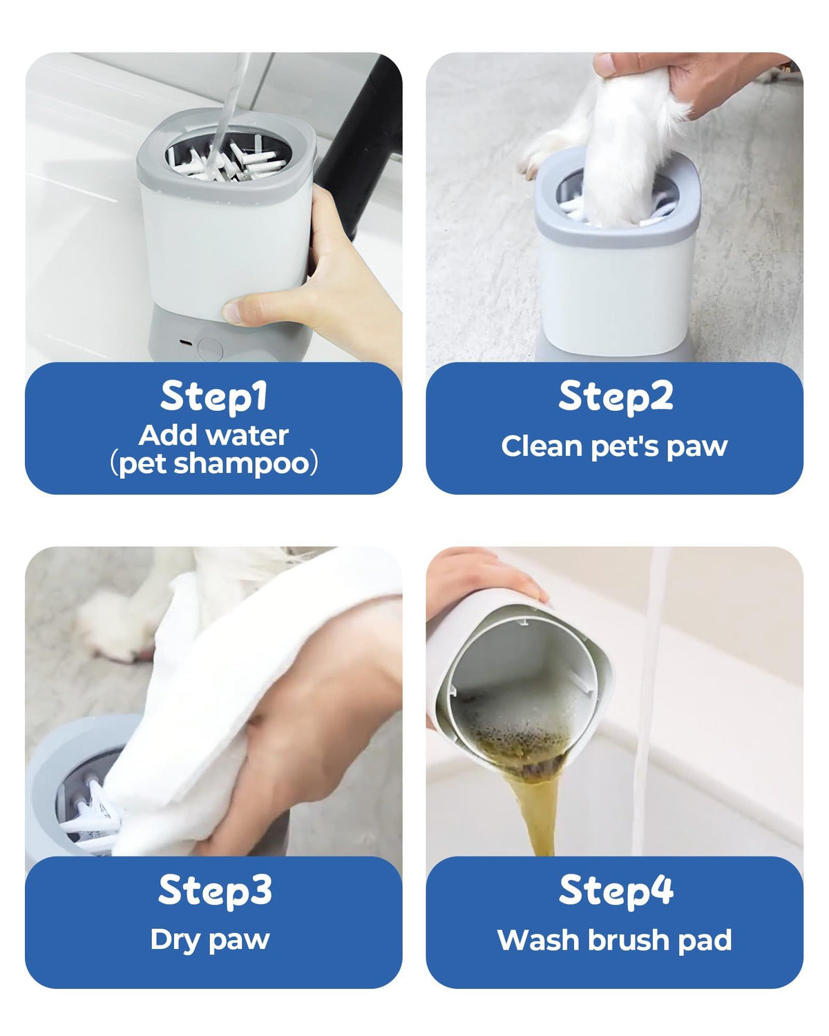 Electric Dog Paw Cleaner for Dogs，2 Speeds Automatic Dog Foot Paw Washer for Medium Large Cat Dog Pet(Blue)