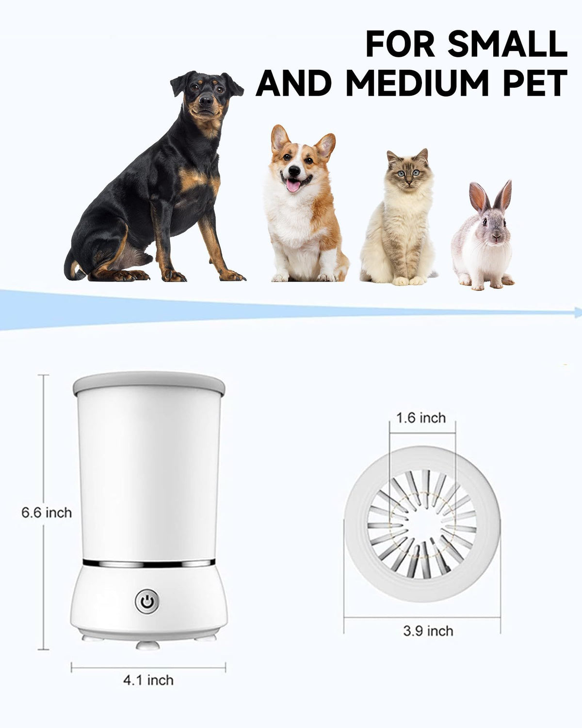 Automatic Dog Paw Cleaner for Dogs，2 Speeds Electric Paw Feet Cleaner for Small Medium Dogs Cats Pet(White)