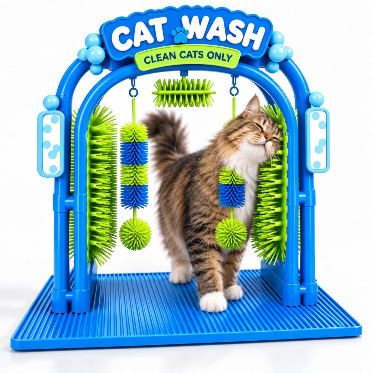 Indoor Cat Self-Grooming Arch: Gentle Dry Massage & Hair Removal For Your Relaxed Cat (Blue)