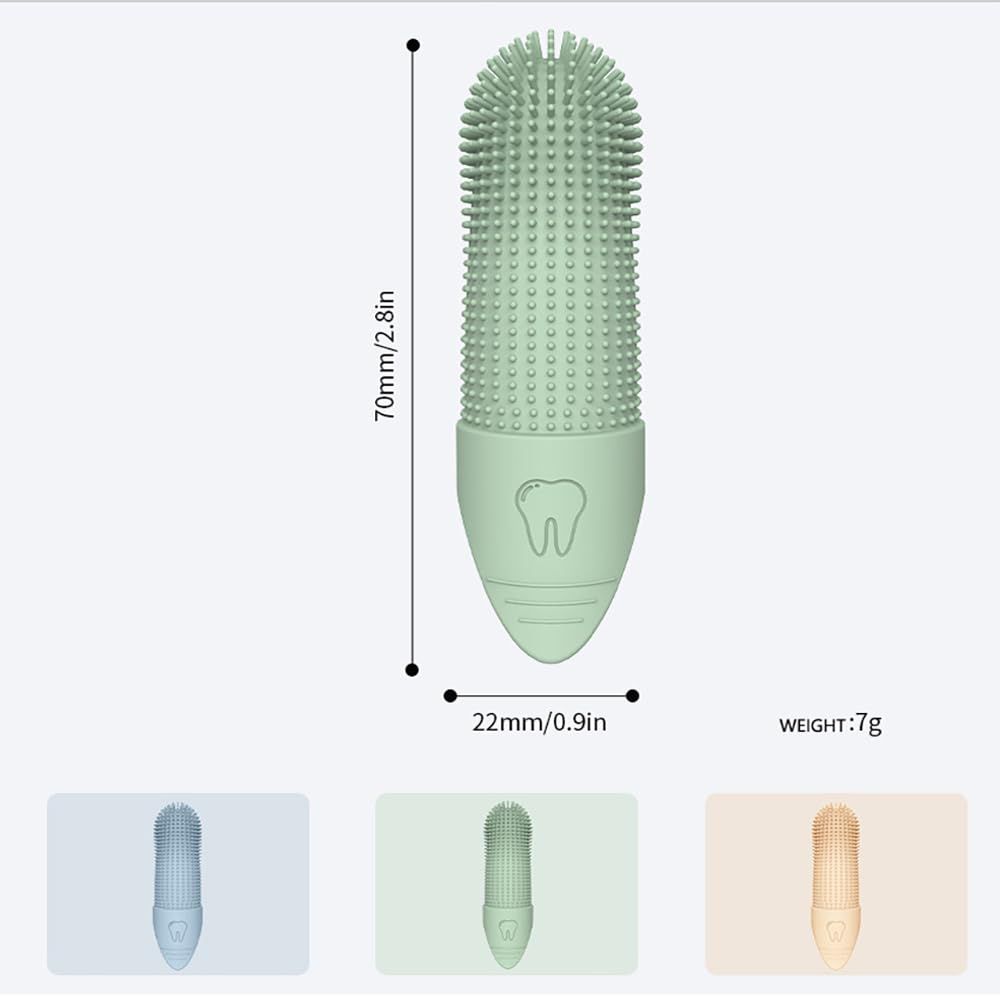 2Pack 360° Pet Dental Finger Brush for Dogs and Cats, Silicone Bristle Toothbrush, Plaque Removal Tool for All Breeds, Puppies, Kittens(Green)