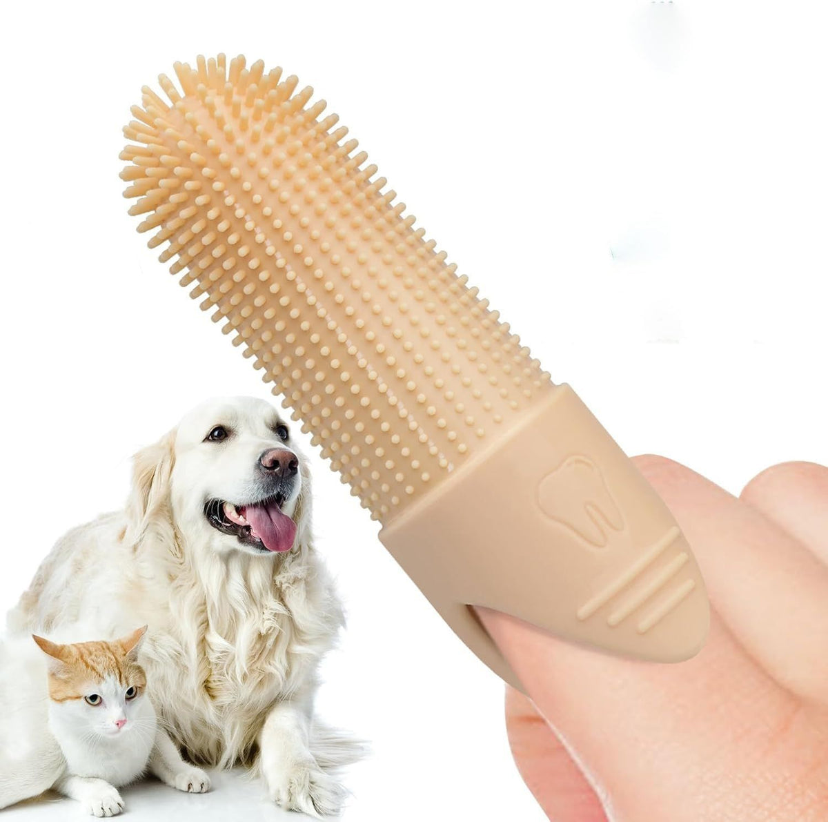 2Pack 360° Pet Dental Finger Brush for Dogs and Cats, Silicone Bristle Toothbrush, Plaque Removal Tool for All Breeds, Puppies, Kittens(Green)