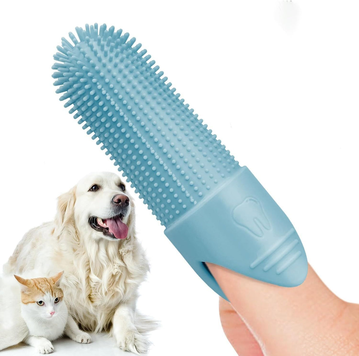 2Pack 360° Pet Dental Finger Brush for Dogs and Cats, Silicone Bristle Toothbrush, Plaque Removal Tool for All Breeds, Puppies, Kittens(Green)