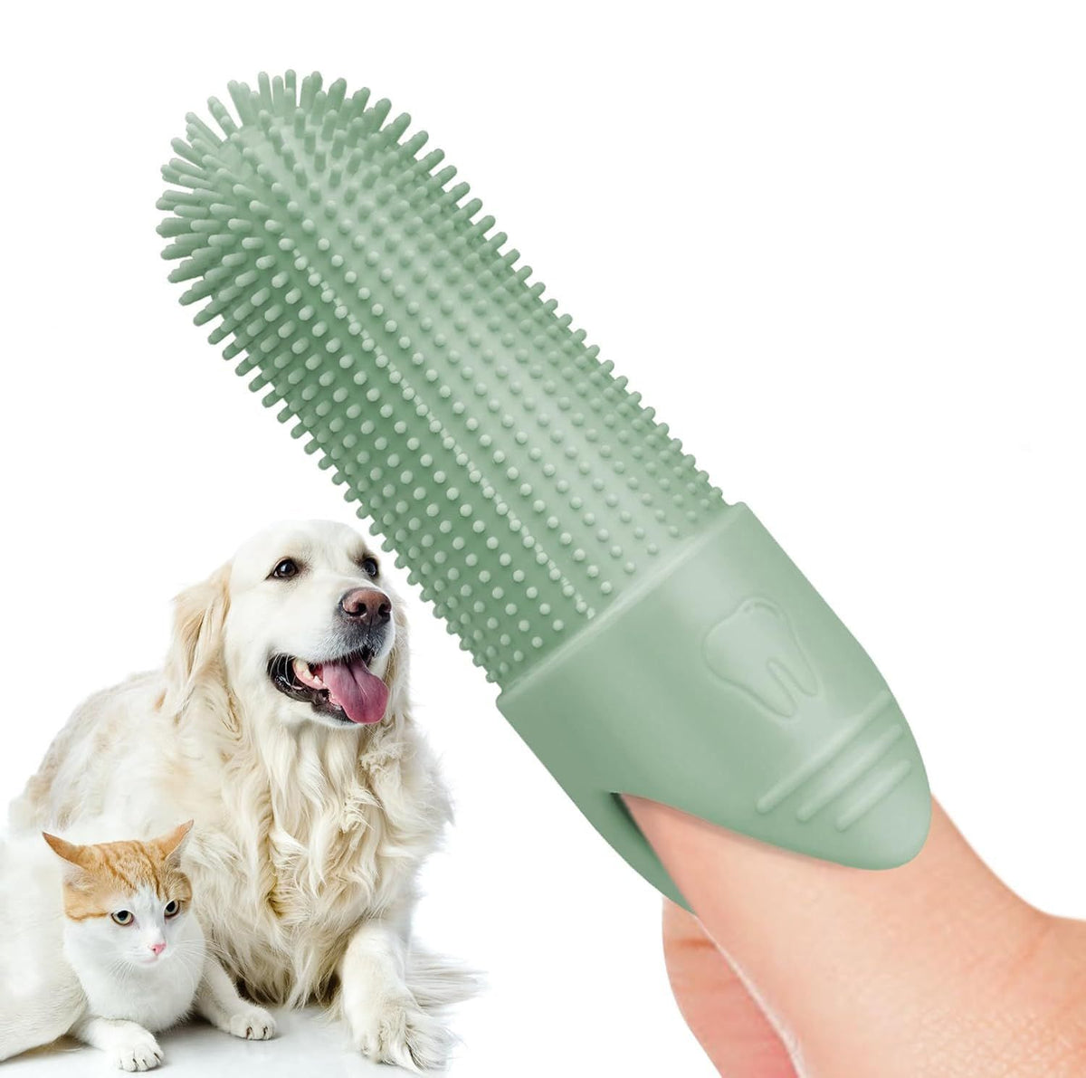 2Pack 360° Pet Dental Finger Brush for Dogs and Cats, Silicone Bristle Toothbrush, Plaque Removal Tool for All Breeds, Puppies, Kittens(Blue)