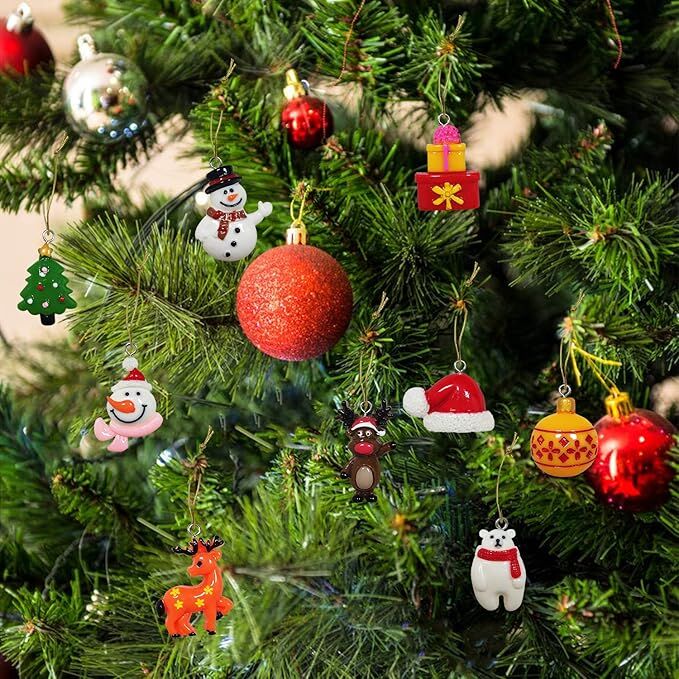 30pcs Mini Christmas Ornaments for Mini Tree Decorations Small Christmas Ornaments Resin Miniatures for Craft Christmas Decor