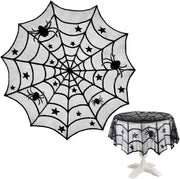 Tablecloth - 102 cm - Halloween tablecloth - table runner - round tablecloth - Halloween table decoration - black round lace spiderweb tablecloth - Interior decoration - lace tablecloth - Halloween party ornament - for Kitchen, Dining Table, Party Supplie